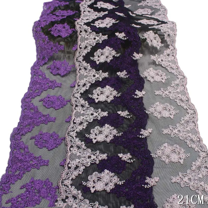 

16Yards Two Tones Embroidery Lace Trim Wedding For Skirt Hem Clothes Sewing Material DIY Apparel Dress Fabric