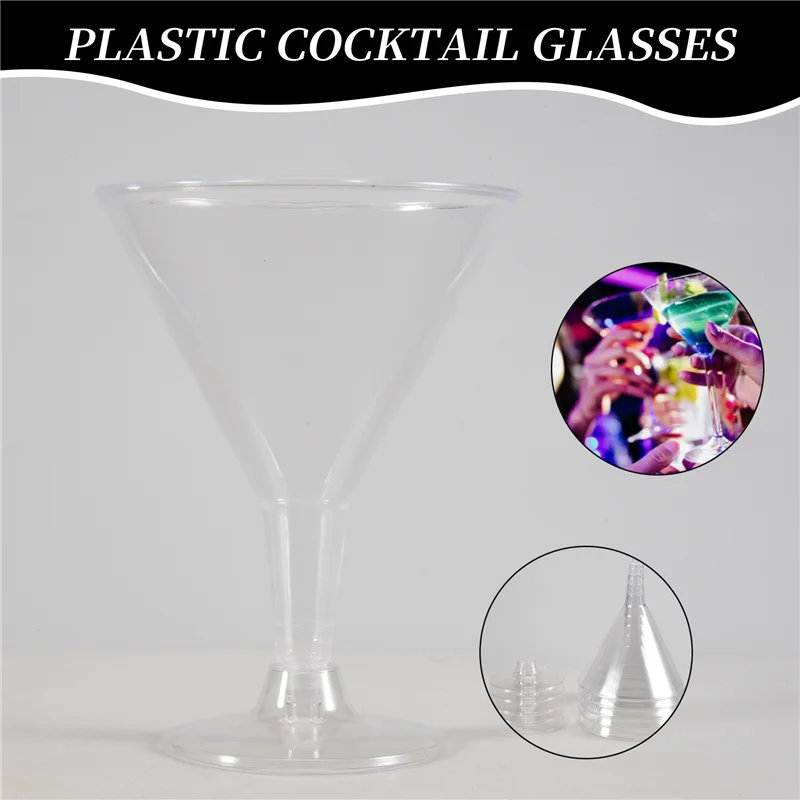 A59E-plastikowe kieliszki do martini, przezroczyste kieliszki do wina wielokrotnego użytku kubki imprezowe kubki deserowe do koktajli flety do szampana deser