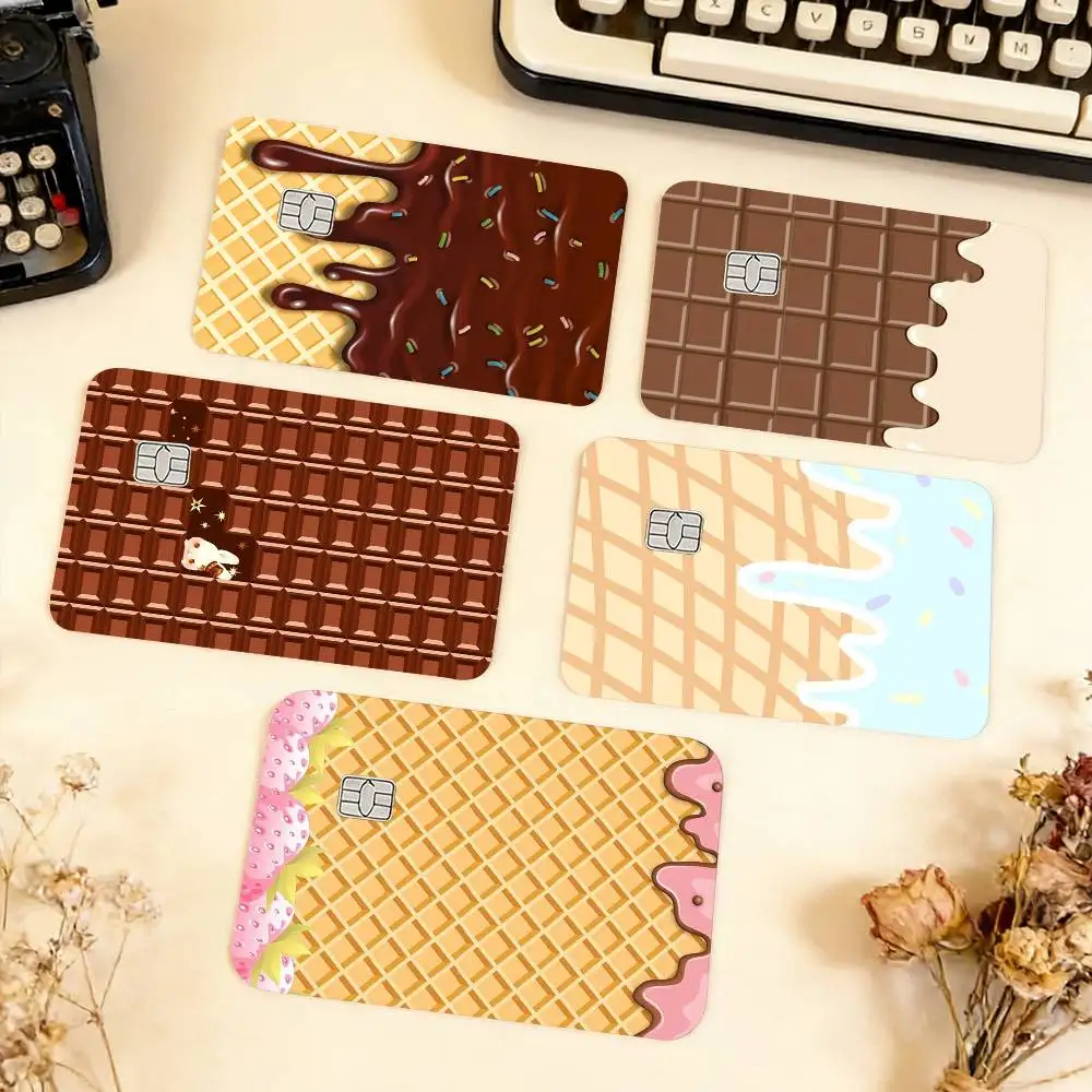 

Chocolate Cartoon Waterproof Film Skin Cover Credit Card Stickers Debit Front Bank Bus Pass