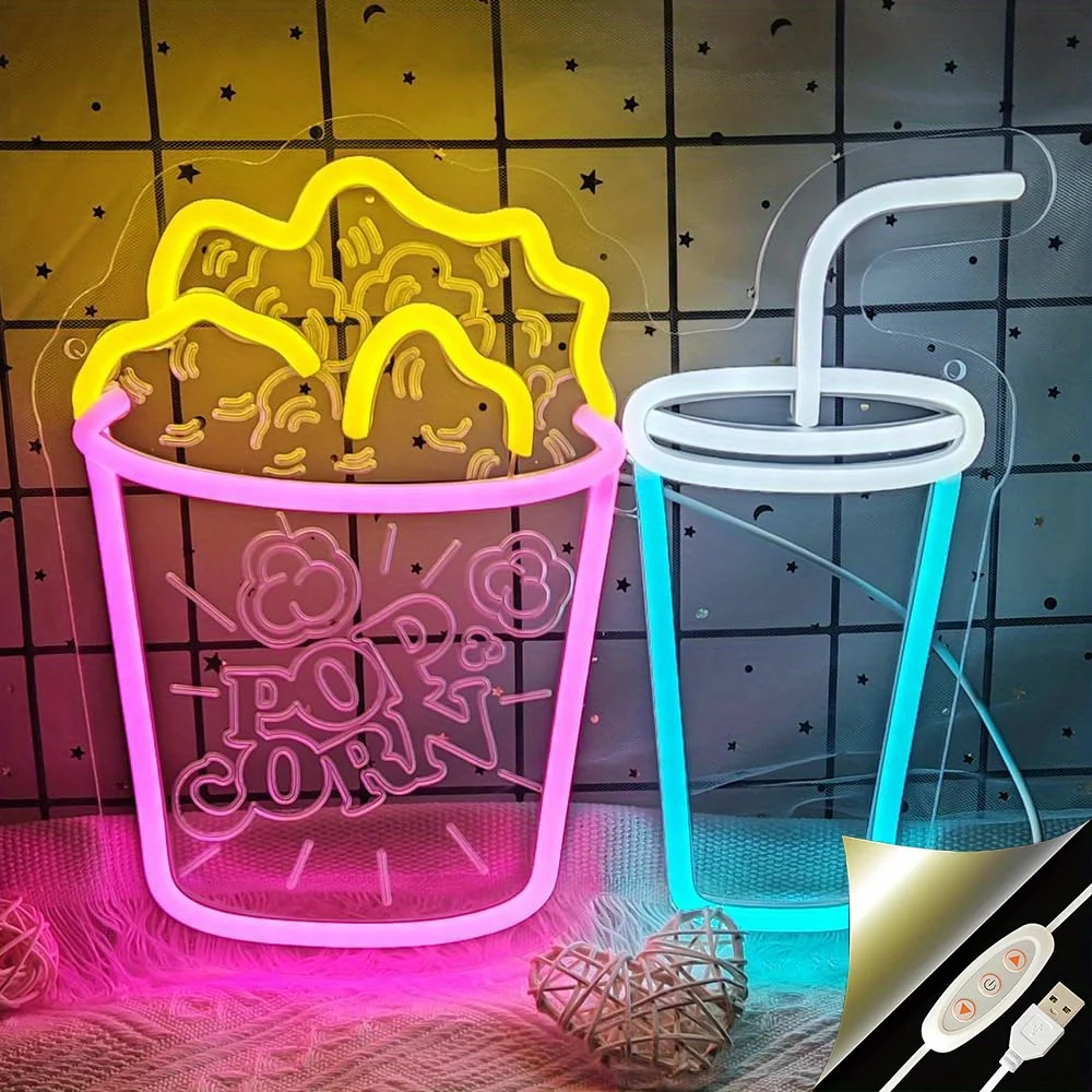 

Popcorn neon sign, for popcorn LED neon for movie moments, suitable for movie rooms, bedrooms, parties and birthday gifts.