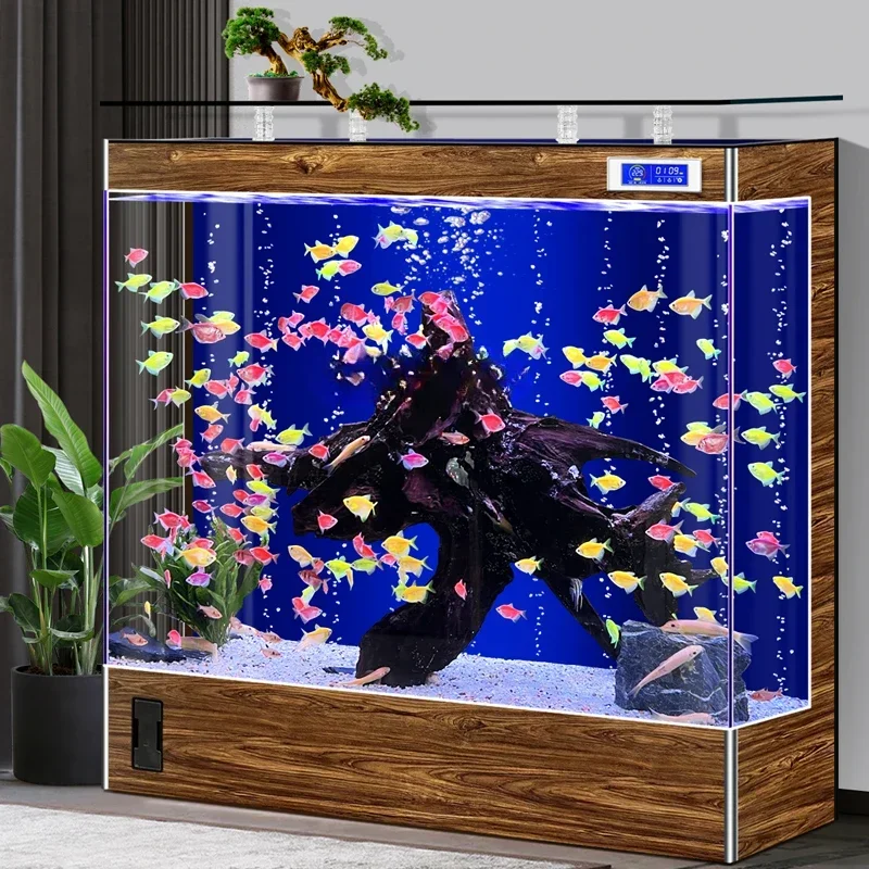 New Super White Glass Fish Tank Living Room Small Household Ecological Change Water Large Back Filter Loop Floor Aquarium