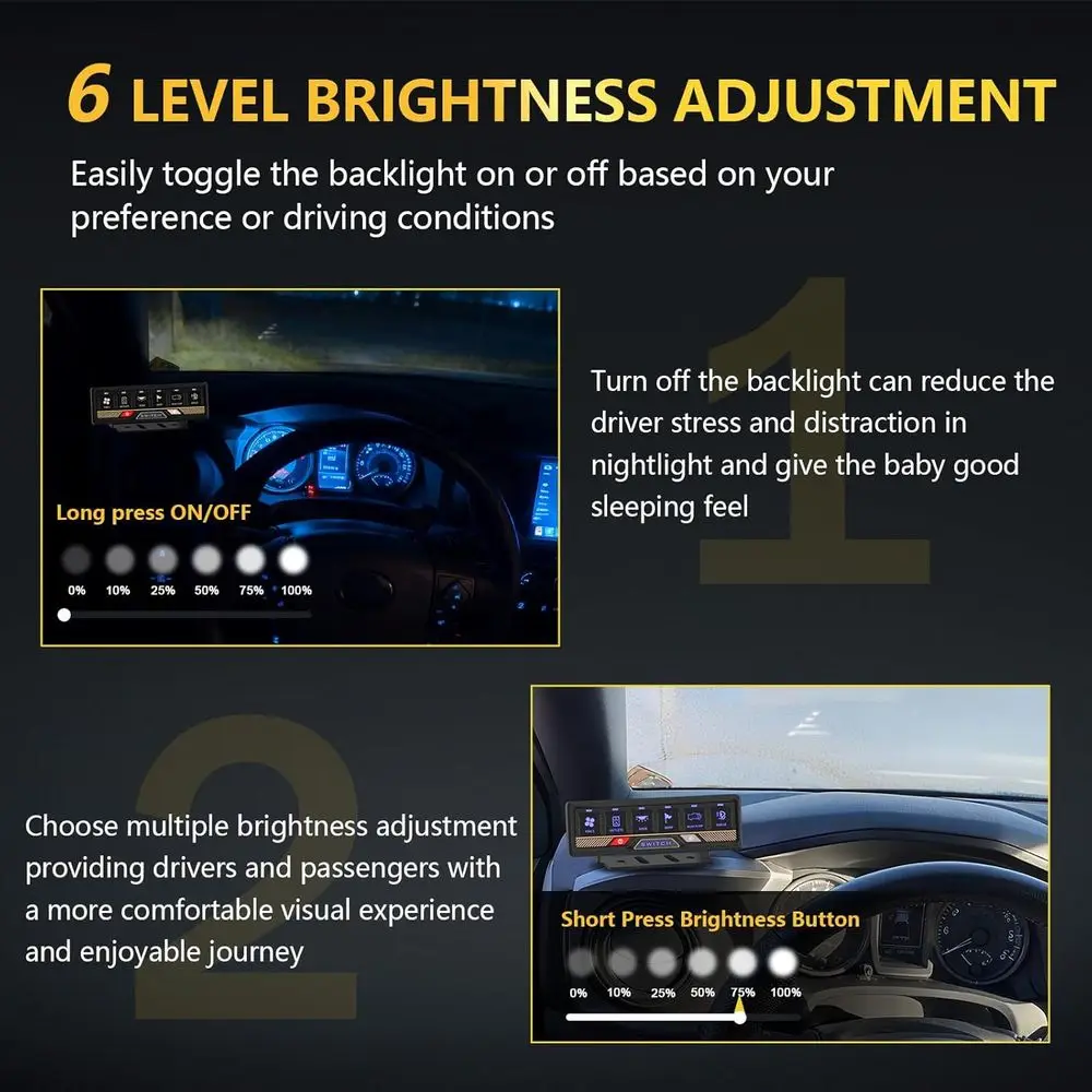 6-Gang-RGB-Schalttafel, 60 A, wasserdicht, Speicherfunktion, kippbar, kurzzeitig, gepulster Blitz, kompatibel mit UTV, ATV, Wohnmobil, Bus, Auto, LKW, Je