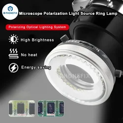 Microscope Polarization LightSource Duaf-LED Ring Lamp Anti Glare Restoring Colors Illuminators for PCB Soldering Repair Tool