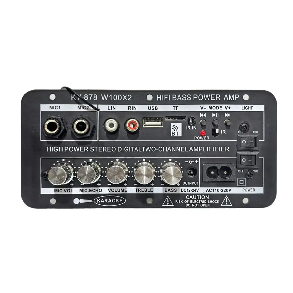 A26Z 2 Channel Stereo Digital Bluetooth Amplifier Board Dual Microphone Karaoke Amp Speaker for Home Theater Car DIY EU PLUG