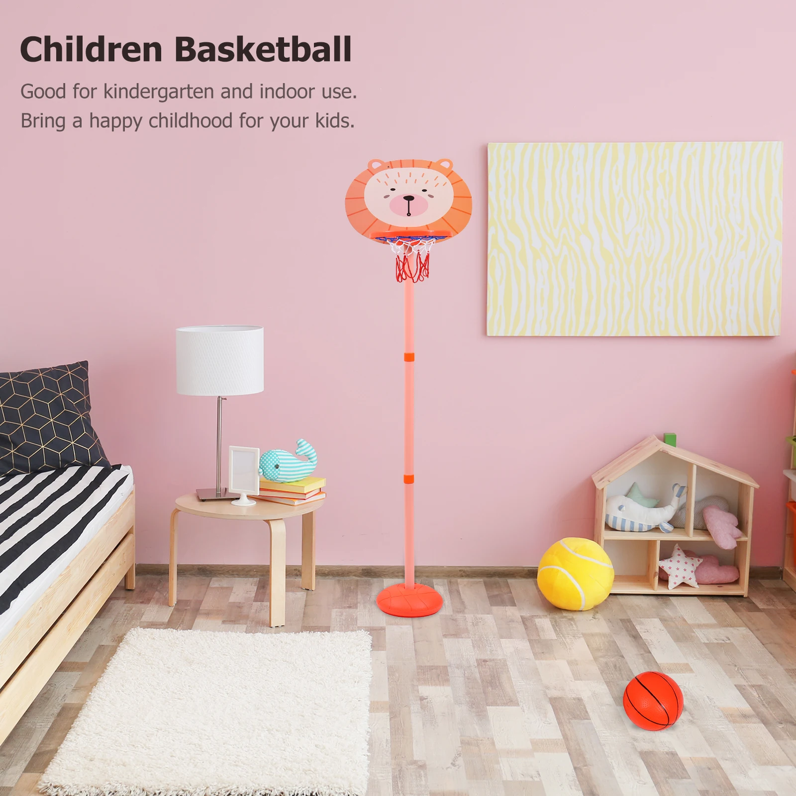 

1Set Indoor Adjustable Kids Basketball Set Lightweight Durable Basketball Stand for Family Sports and Training