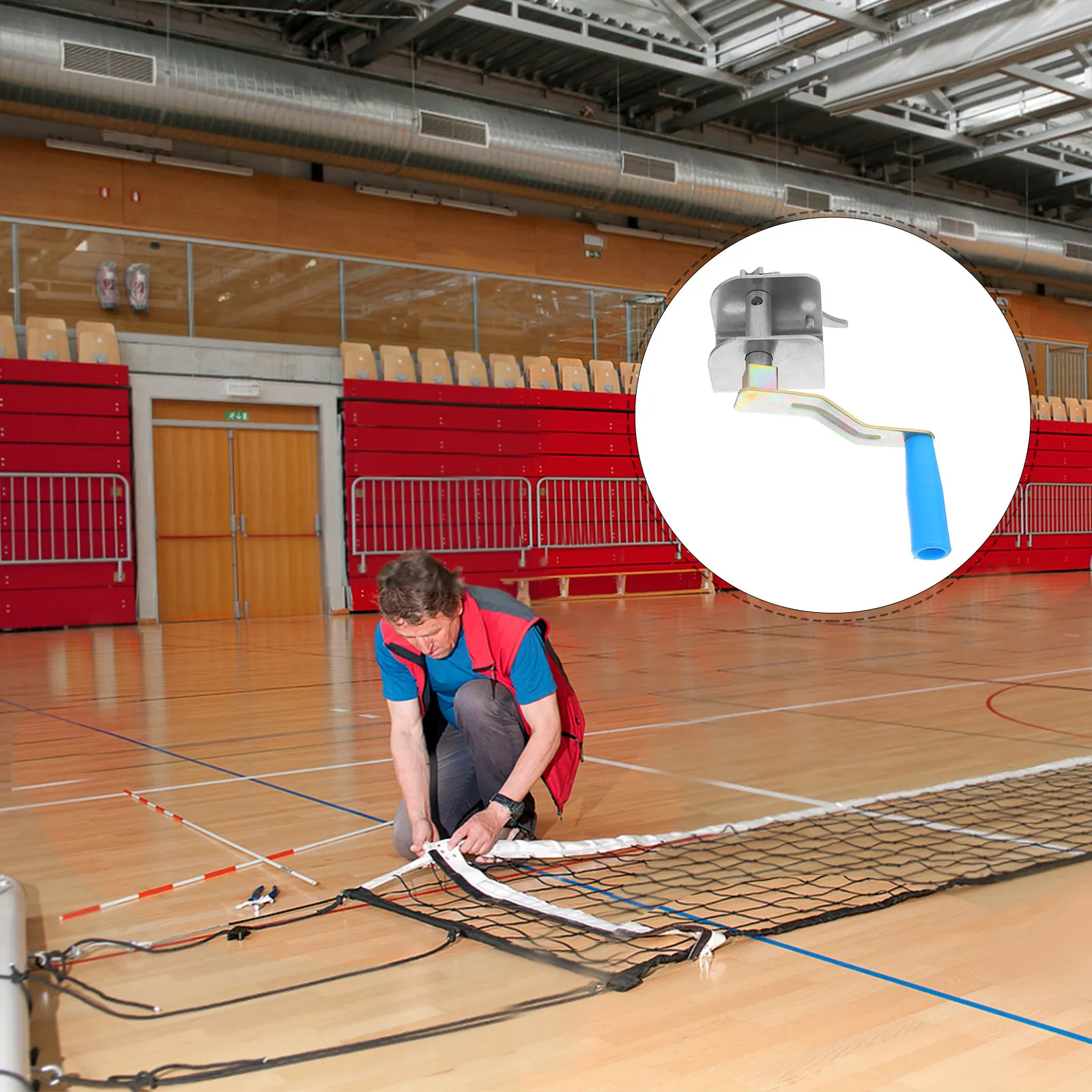 Wire Tensioning Tool for Badminton Volleyball Setup Ergonomic Hand Crank Design Precise Adjustable String Tightener Outdoor