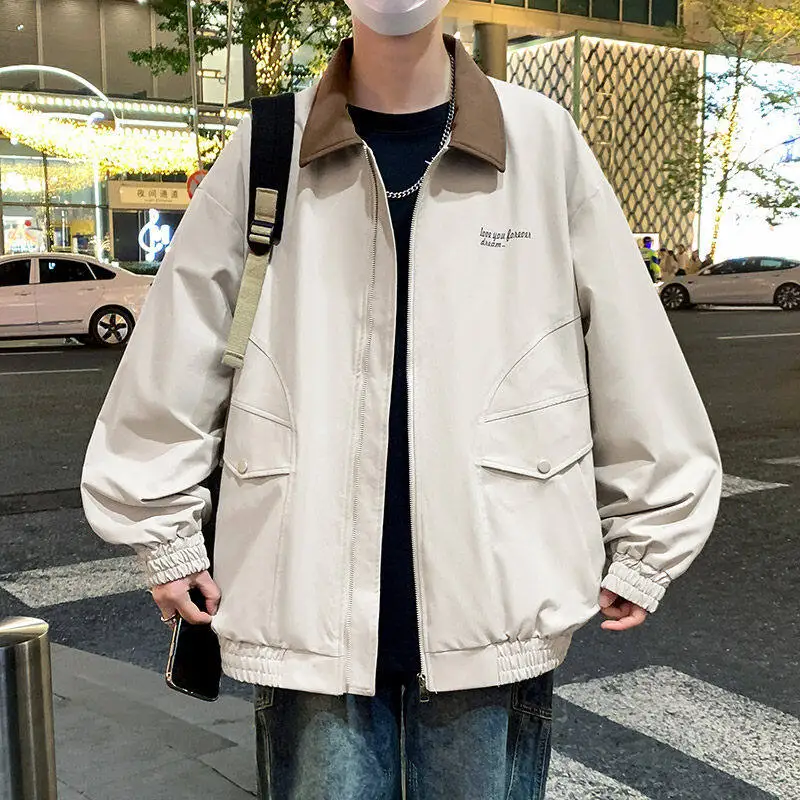 

Loose Men's Workwear Jaet Hip Haome Spring Autumn Harajuku Sle Trendy Hip Hop Casual Outerwear Polyester Fiber