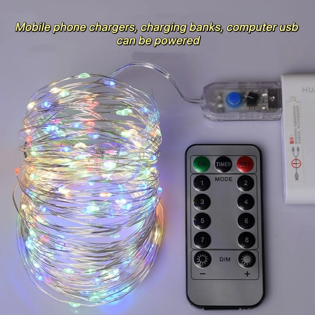 8Mode USB Powered 50LED 100LED 200LED Fairy Lights Remote Control Timer Twinkle Holiday Lights for Christmas Party Wedding Decor