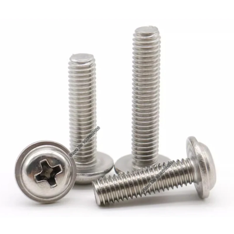 304 Roestvrij Stalen Kruiskop Machine Schroef Met Ring M2 M2.5 M3 M4 Phillips Pan Ronde Kop Computer Schroef Pad Flens bout