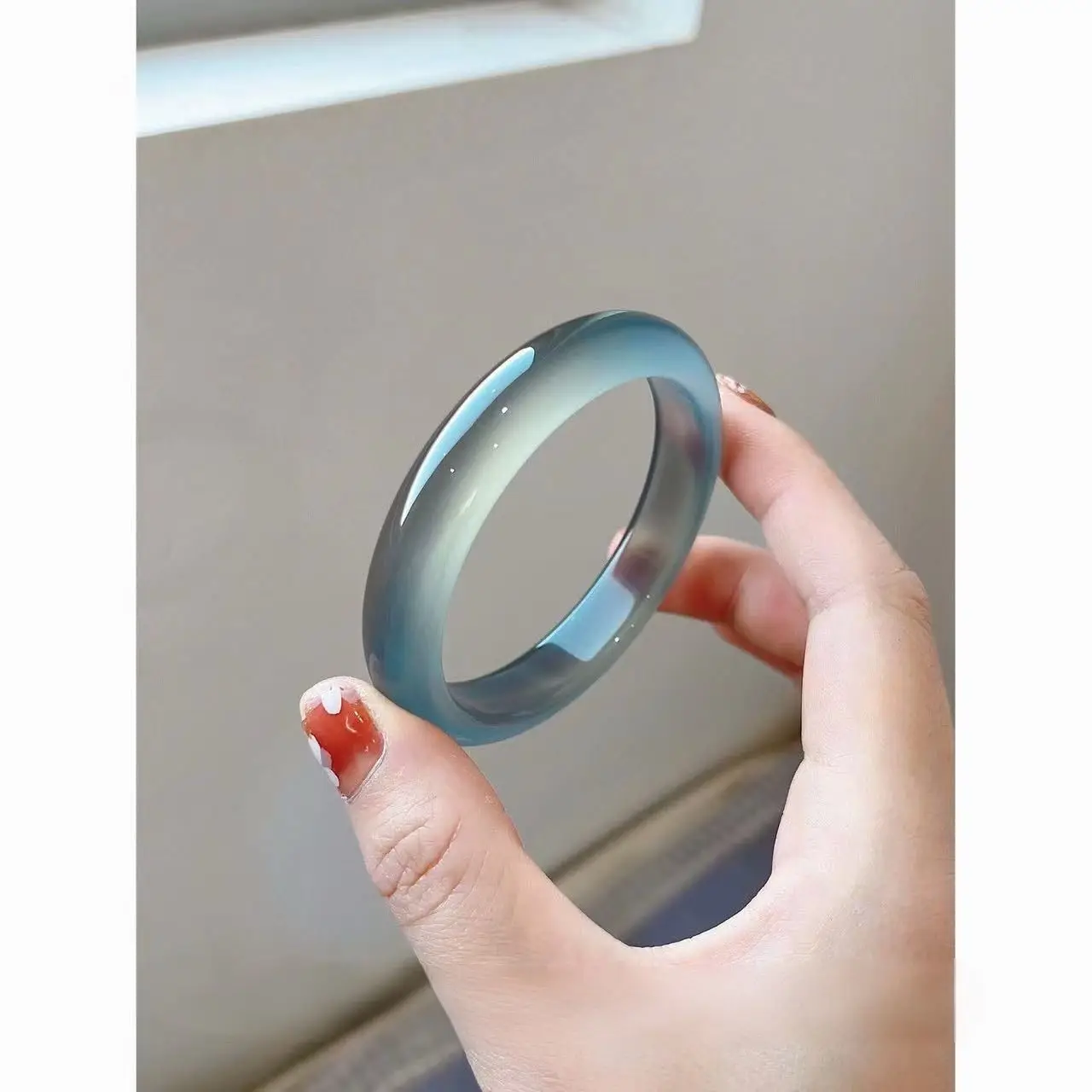 

Высококачественный браслет из жадеита и халцедона, благородный браслет из нефрита с высоким ледяным темно-синим водным нефритом