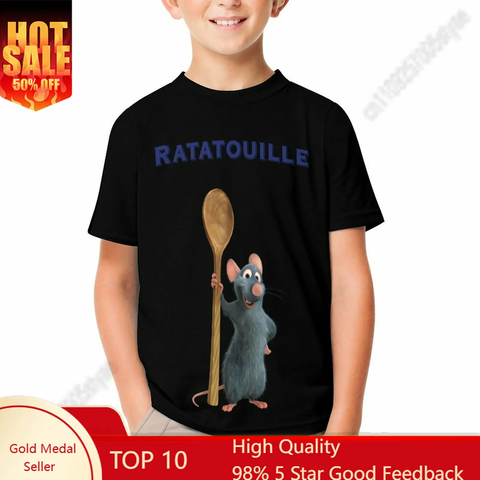 

Ratatouille T Shirt Boy Girl Short Sleeve Print Fashionable Cute Casual Cotton TShirt Comfortable Crew Neck Children Child Tee
