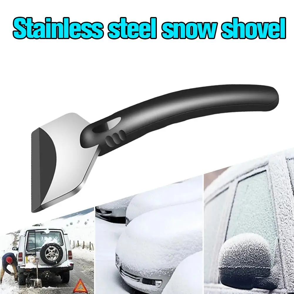 Pá de neve para carro em aço inoxidável, pá de neve de vidro, ferramenta de limpeza, pá de neve, raspador fros l1j7