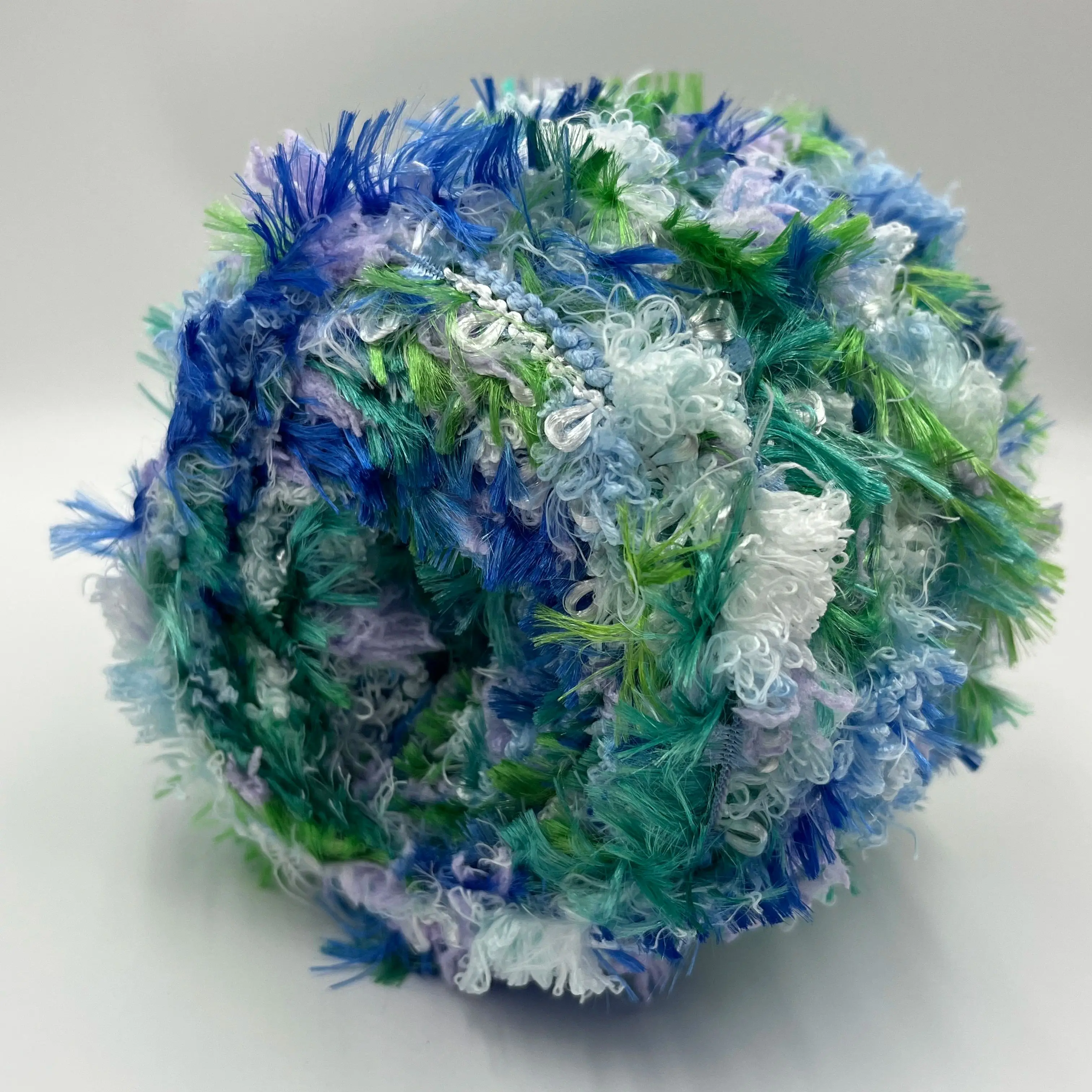 

100g Ocean Whisper Fringed Hand-Blended Yarn - DIY Yarn for Crochet, Knitting, Hair Scrunchies & Crafts