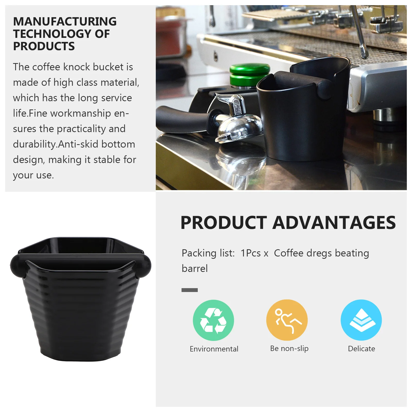 

Coffee Coffee Grounds Container Anti-Skid Bottom Easy Clean Efficient Disposal Mini Grind Bin Accessory Home Daily Use