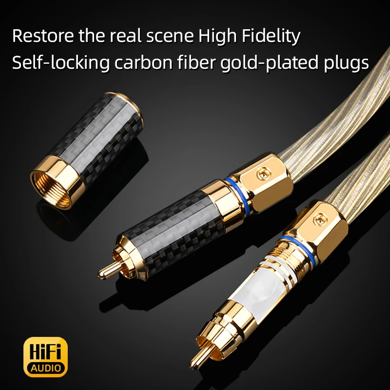 Gold Odin RCA Coaxial Cable High Purity 8N OCC Pure Copper Gold Plated 75Ω Coaxial SPDIF RCA Audio Cable for Subwoofer Amplifier