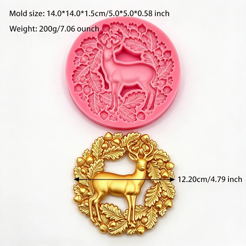 Christmas Deer Cooking Tools Silicone Fondant Gum Paste Mold Cake Decorating Clay Resin Sugar Candy Cake Sculpey