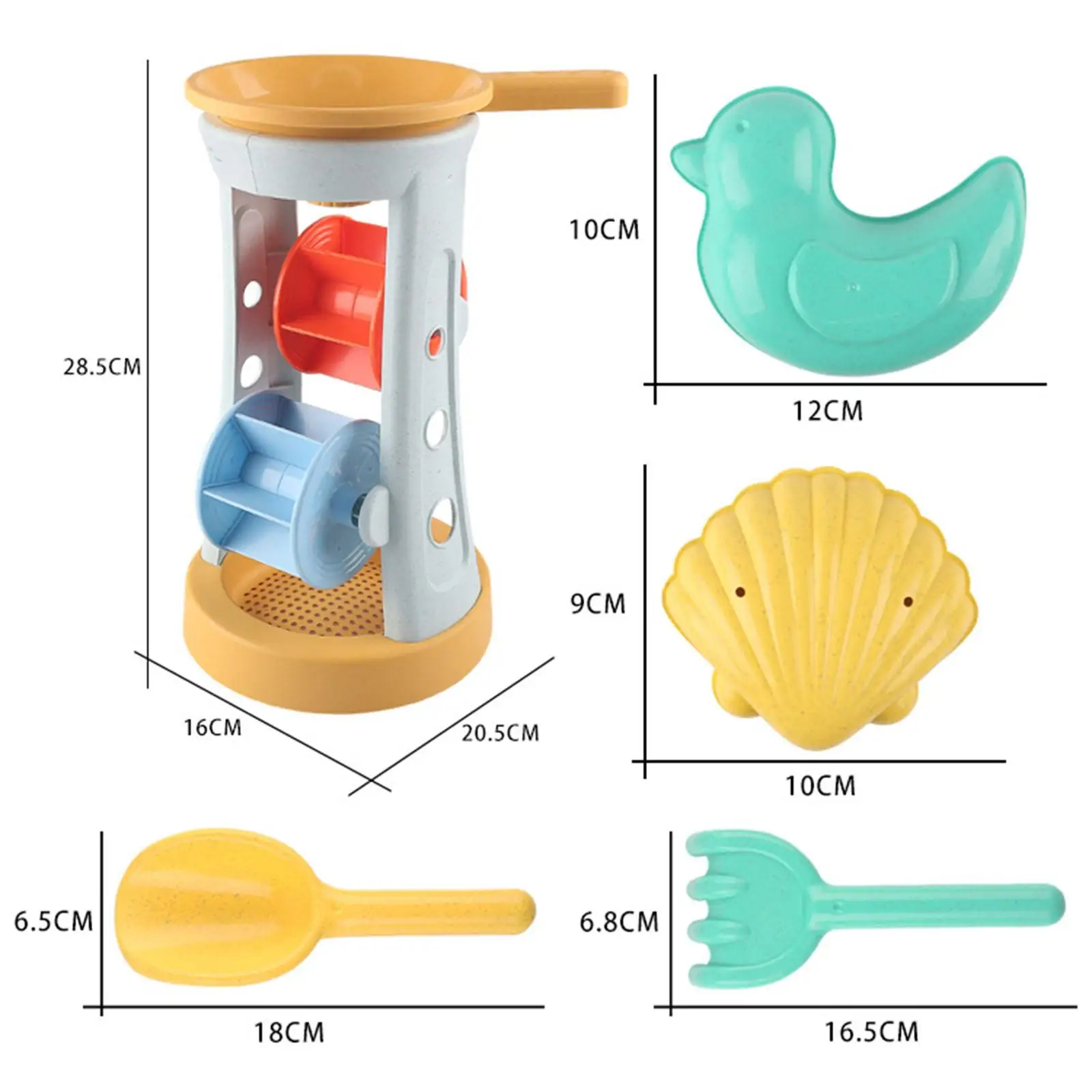 Sandbox Toy Set for Children with Beach Sand Sifter Tools 5pcs Plastic Casting Molds for Backyard Garden Pool and Travel Play