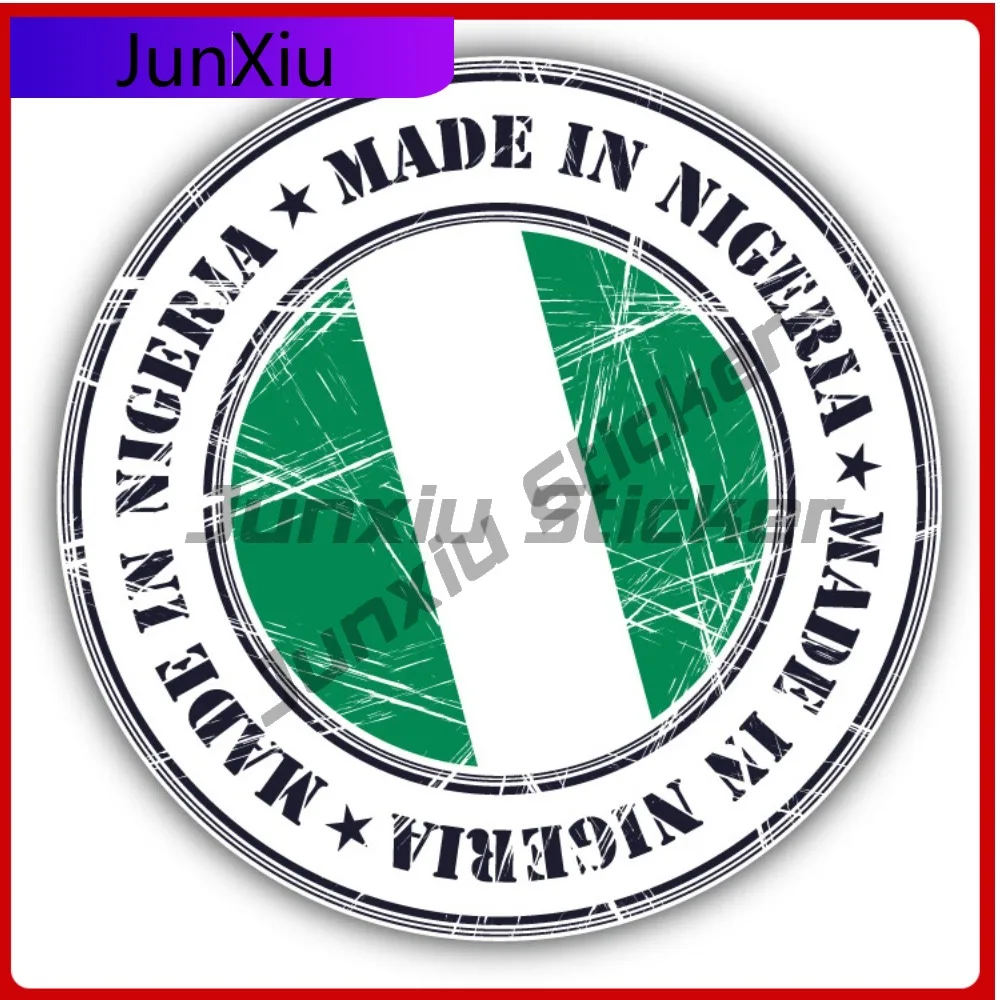 

Made In Nigeria Grunge Flag Stamp Car Decal Bumper Stickers Anime Style SUV Use For Car Window Decorat Car Accessories Scratc