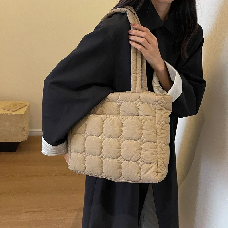 LEFTSIDE Soft Big Cloth Padded Shoulder Bag for Women 2023 Korean Fashion Designer Trends Winter Handbags and Purses Y2k