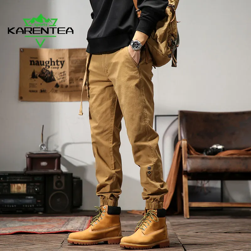 Men's American Tactical Cargo Pants Loose Outdoor Jogging Belt Sweatpants Hiking Street Casual Pants Male Breathable Trousers