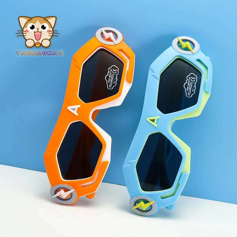 Cartoon Robots with Lightning Polarized KIDS Sun Glasses  Silicone Safety Glasses Gift for Children Baby UV400 Eyewear