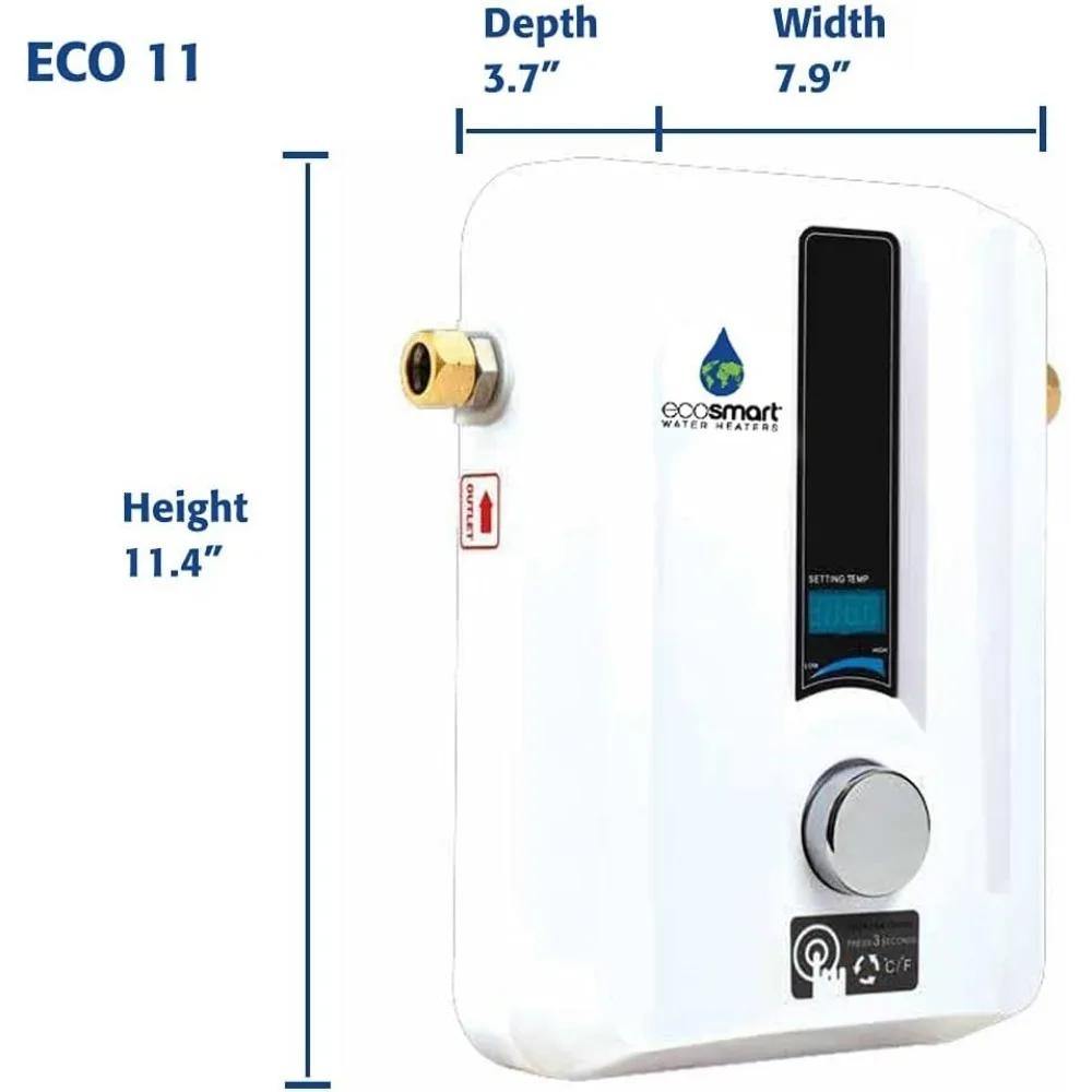 11 Electric Tankless Water Heater, 13KW at 240 Volts with Patented Self Modulating Technology