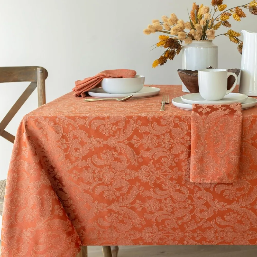 

Роскошная скатерть из дамасской ткани Benson Mills на осень, урожай и празднование Дня Благодарения — простой уход, 60 x 84
