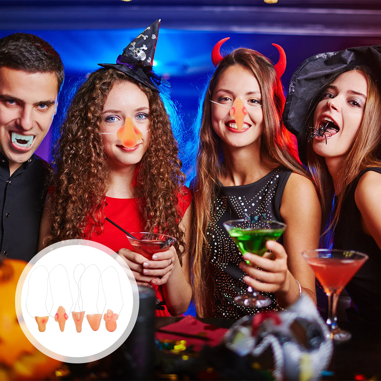 5 szt. Nosów na Halloween, realistyczne sztuczne nosy czarownic do kostiumów, cosplay, maskarady, dekoracji festiwalowych, zabawny pomysł na prezent