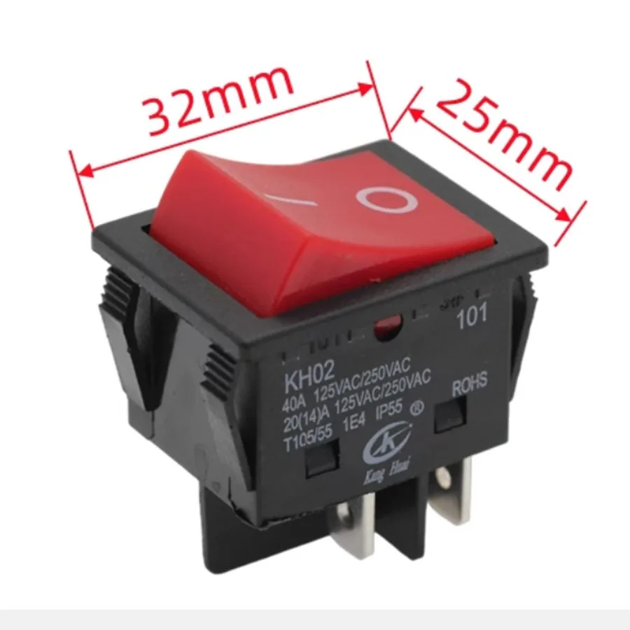 KH02 ship type switch 40A high-power 4-pin 2-step rocker switch high-power welding machine switch composite silver contact