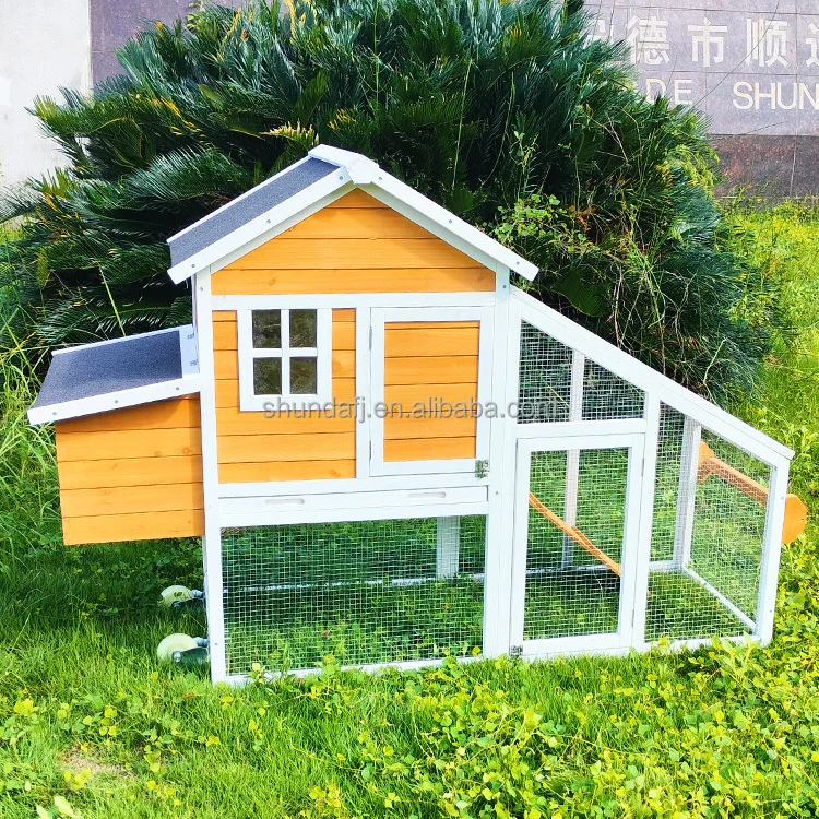 

Custom SDC003-yellow Best Seller Wooden Chicken Coop With Wheels Design Cat Condo House For Easy Moving