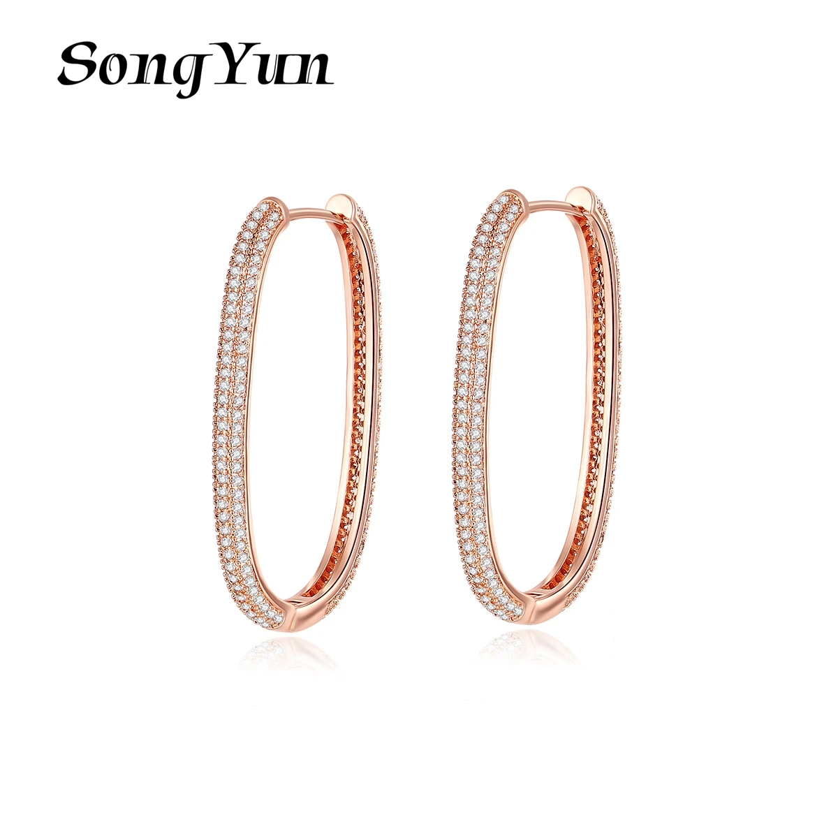 

Ювелирные изделия SongYun: Простые серьги-кольца MHT, модные, элегантные, в женственном стиле, европейско-американский дизайн, розовое золото.