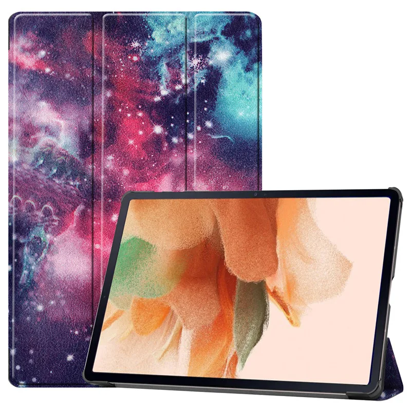 

For Samsung Galaxy Tab S7 FE Case 12.4 2021 SM-T730 SM-T736 Tri-Folding Smart Shell For Samsung Tab S7 FE 12.4 T735 Tablet Cover