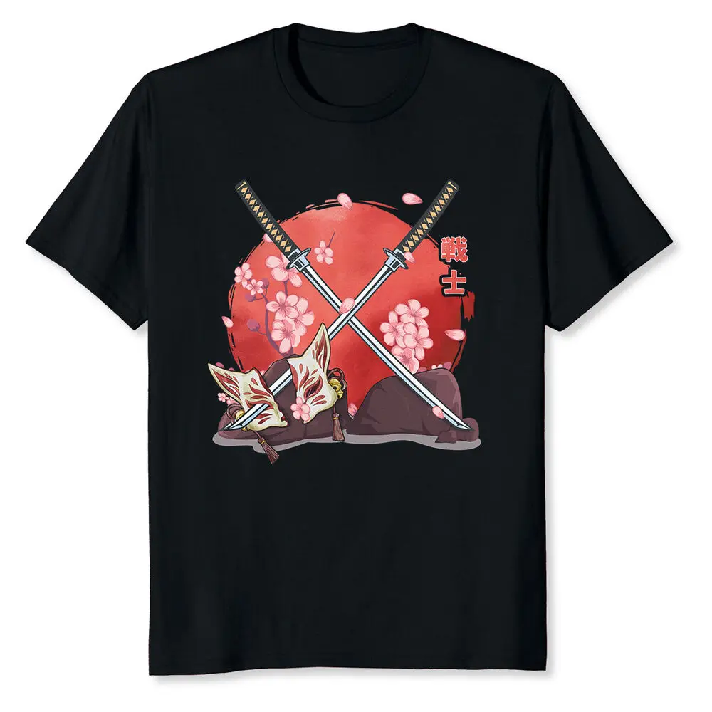 

Ancient Japanese Cherry Blossom Samurai Katana Sword T-Shirt Tees Y2K tops Unisex Summer Short Sleeve