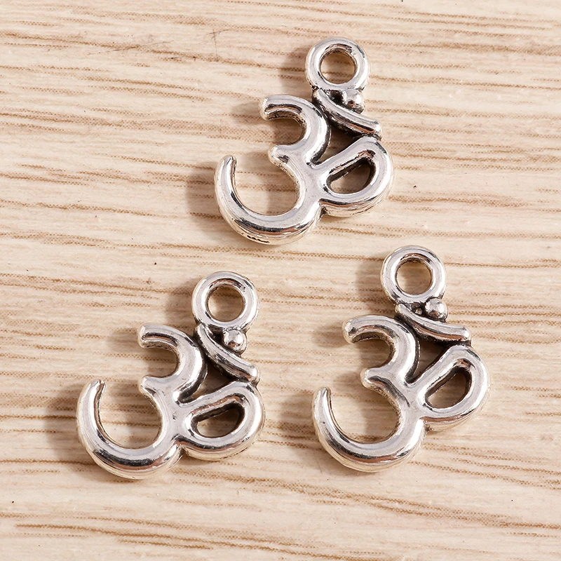 Tusember 30 Stück Metall Antiksilberfarbene Yoga OM Anhänger für Schmuckherstellung, Mode-Armband, Ohrringe, Halskette, Handgemachte Zubehörteile – Detail 2