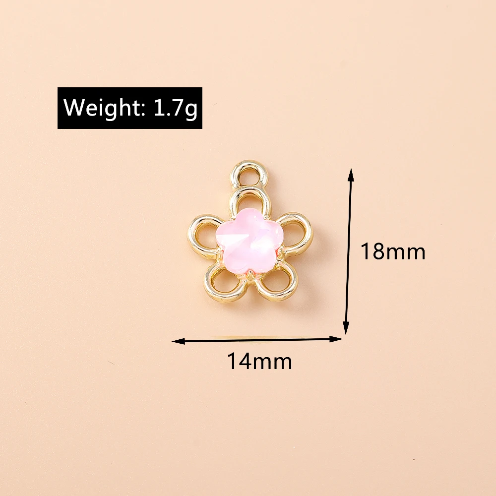 Leslie 10 Stück 14 x 18 mm exquisite CZ-Kristall-Blumen-Anhänger für Tropfenohrringe, Halsketten-Anhänger, DIY-Schmuckzubehör – Detail 1