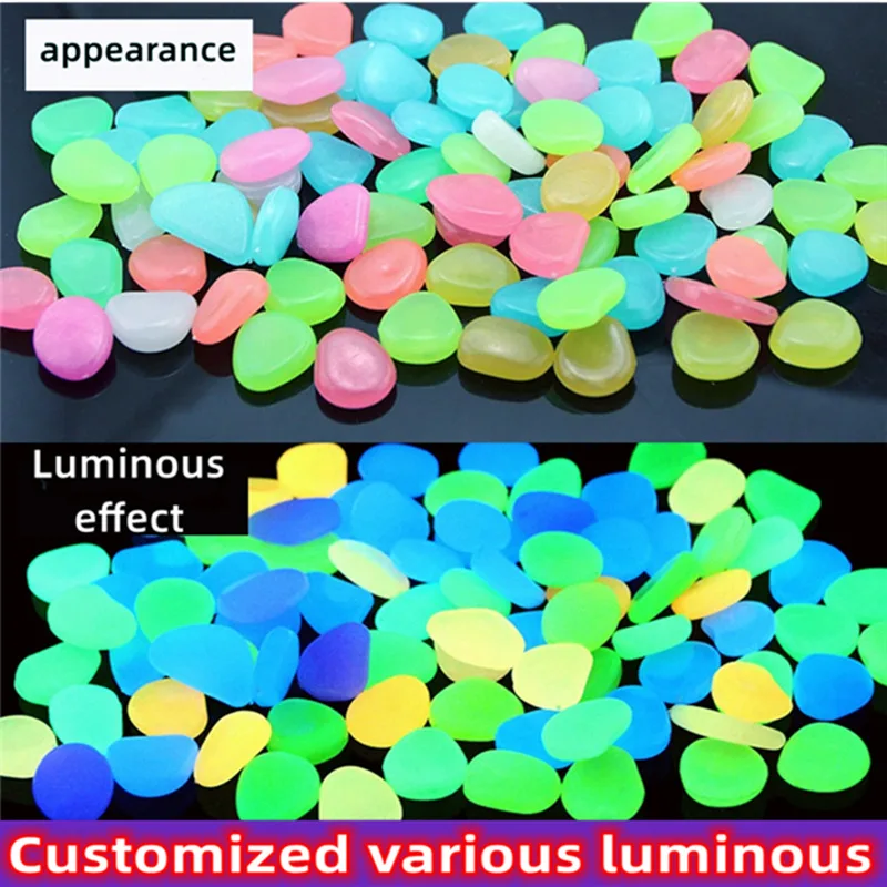 

200Pcs Garden Decor Luminous Stones Glow In Dark Decorative Pebbles Pebble Rocks Outdoor Fish Tank Aquarium Decorations