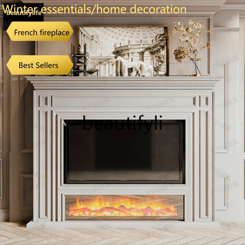 A95 European Style Solid Wood Fireplace Mantel American Style Background Wall Fireplace French Style Partition Decorative Cabine