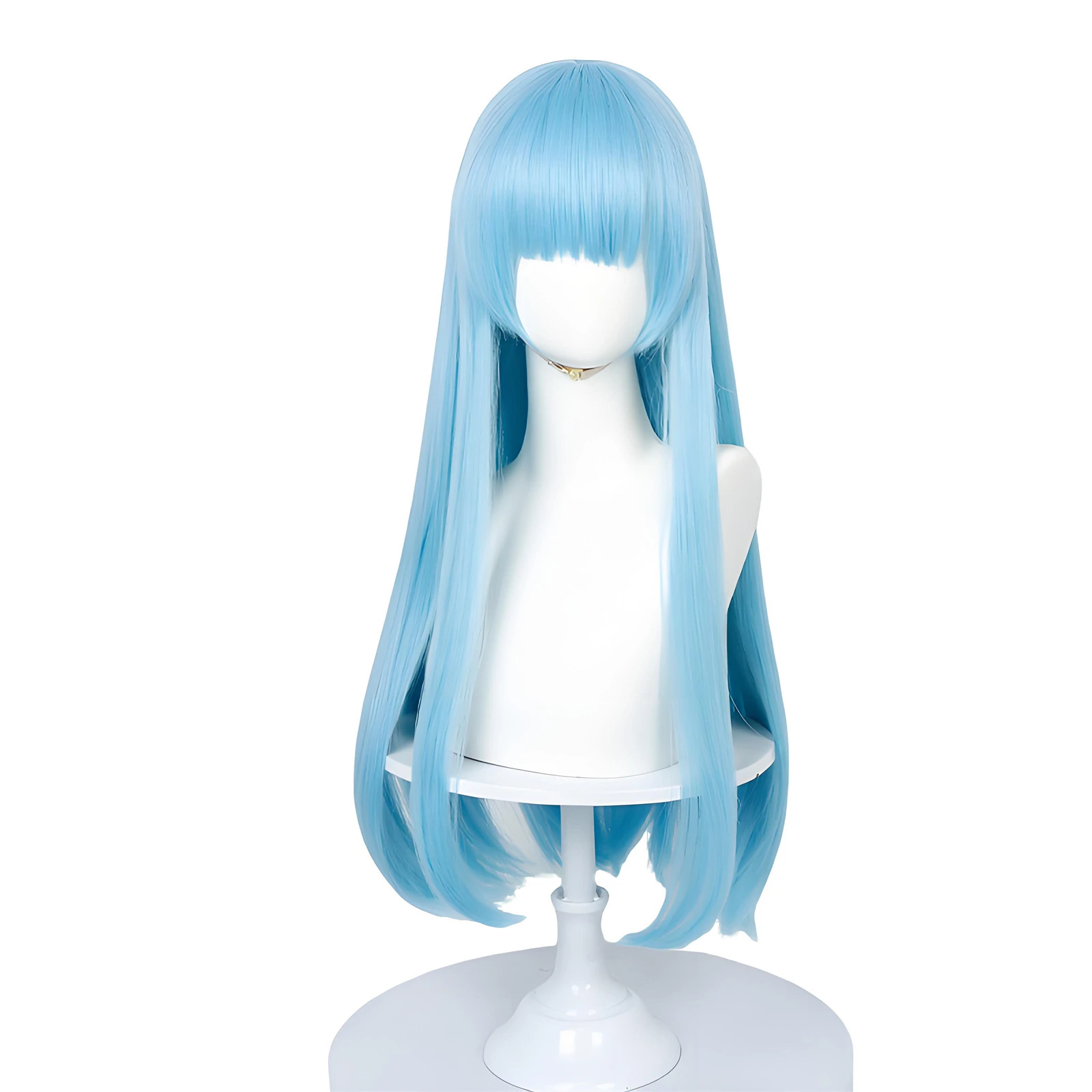 

Richeh Cosplay Wig Girl Light Blue Long Straight Anime Cosplay Wig 70cm Heat Resistant Synthetic Hair With Bangs Foe Halloween
