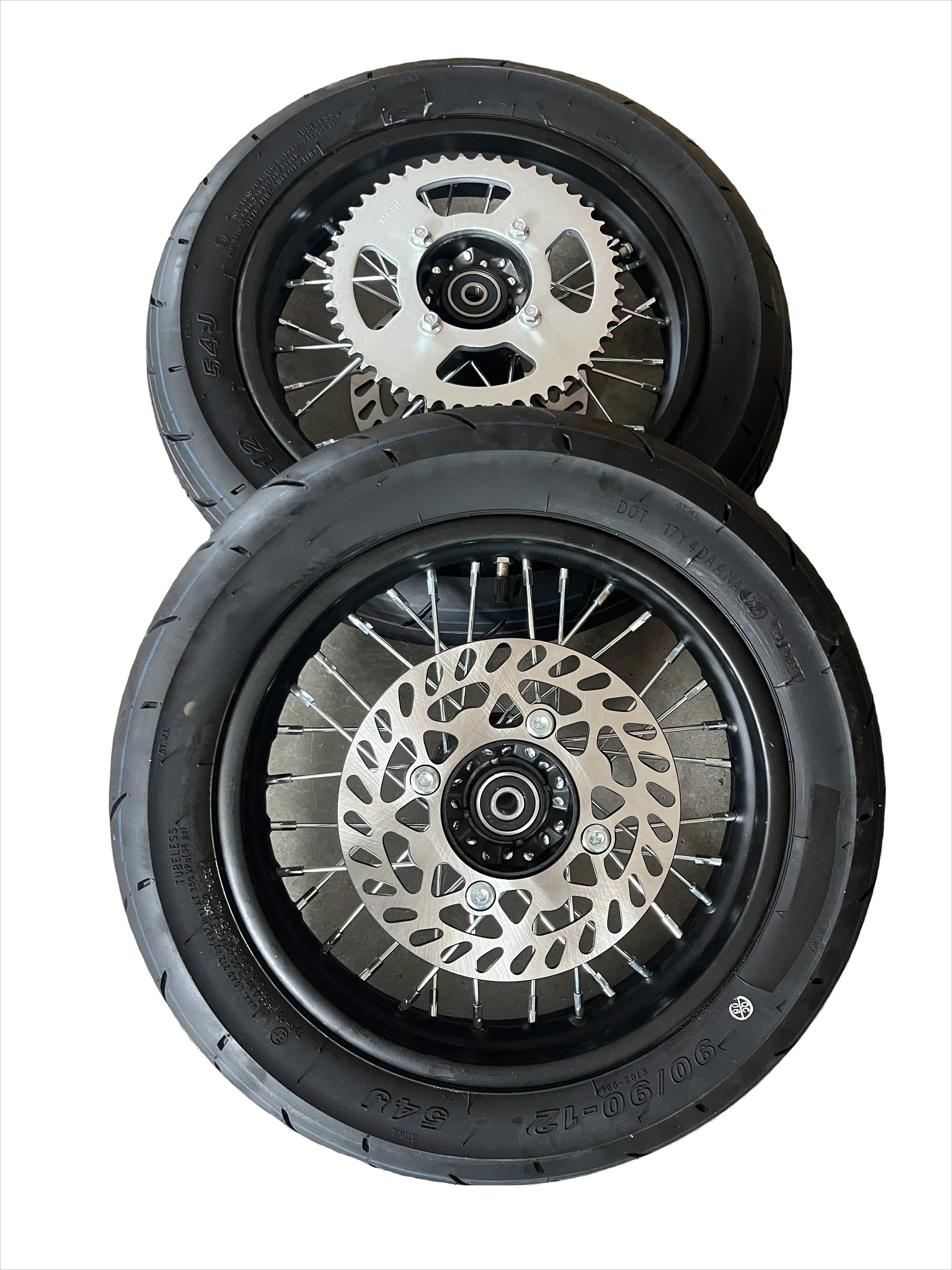 

12-Inch Iron Rim Wheel Tire Set New for Condition Electric Off-Road Dirt Bike 90/90-12 Tire Casings Wheel