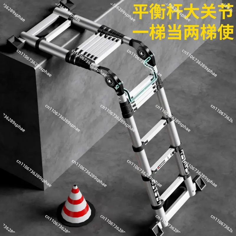 Heavy Duty Aluminum Telescoping Ladder 4m A-Frame Multi-Position Folding Ladder for Home Indoor Outdoor Use