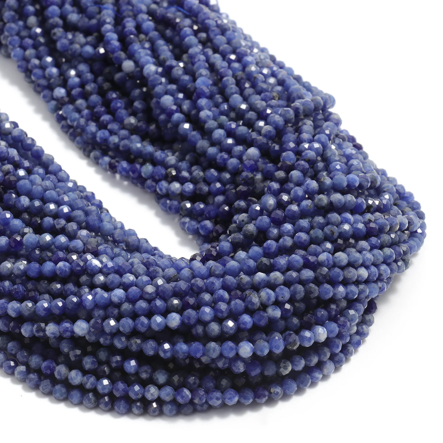 Großhandel Facettierte 2 3 4mm Naturstein Blaue Sodalith Perlen Runde Kleine Lose Perlen für Schmuckherstellung DIY Armband Halskette – Detail 1