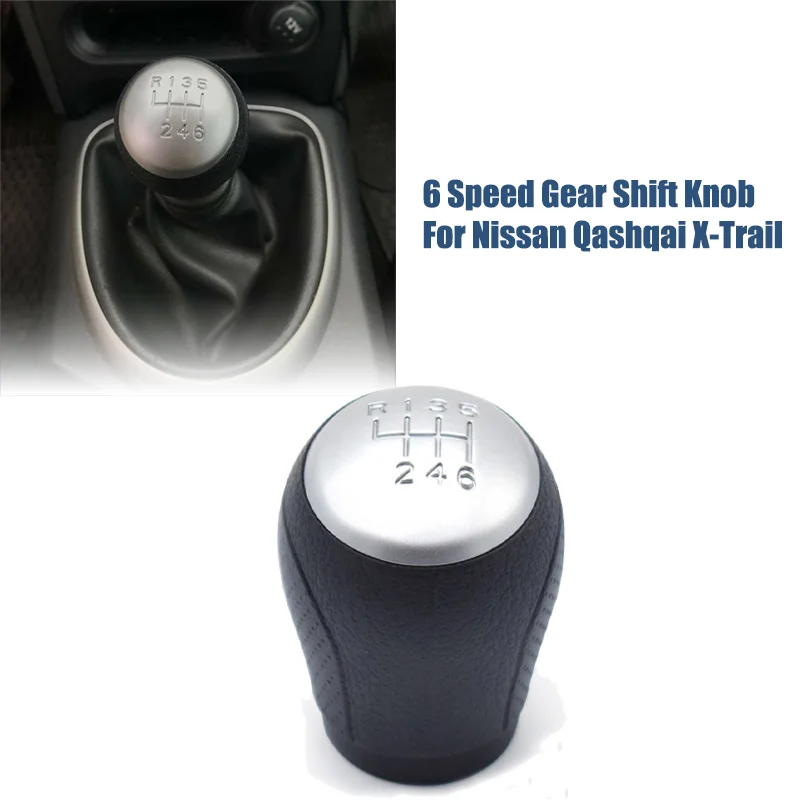 6 Speed Gear Shift Knob For Nissan Qashqai Dualis X-Trail Juke F15 2010-2019 Car Knob Shifter Lever Head Handball Accessories