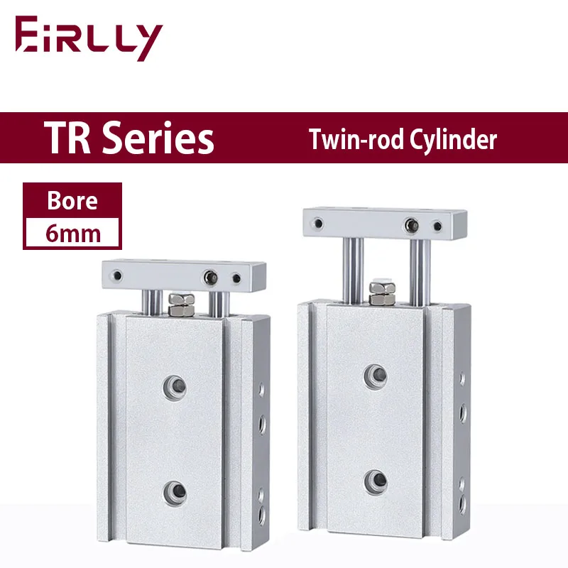 TR Series Twin-rod Cylinder bore 6mm Slide bearing air pneumatic cylinderTR6X10S TR6X20S TR6X30S