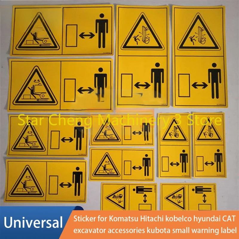 

New Excavator boom counterweight Sticker For Komatsu Hitachi Kobelco Hyundai CAT Doosan Kubota Small Warning Label Accessories