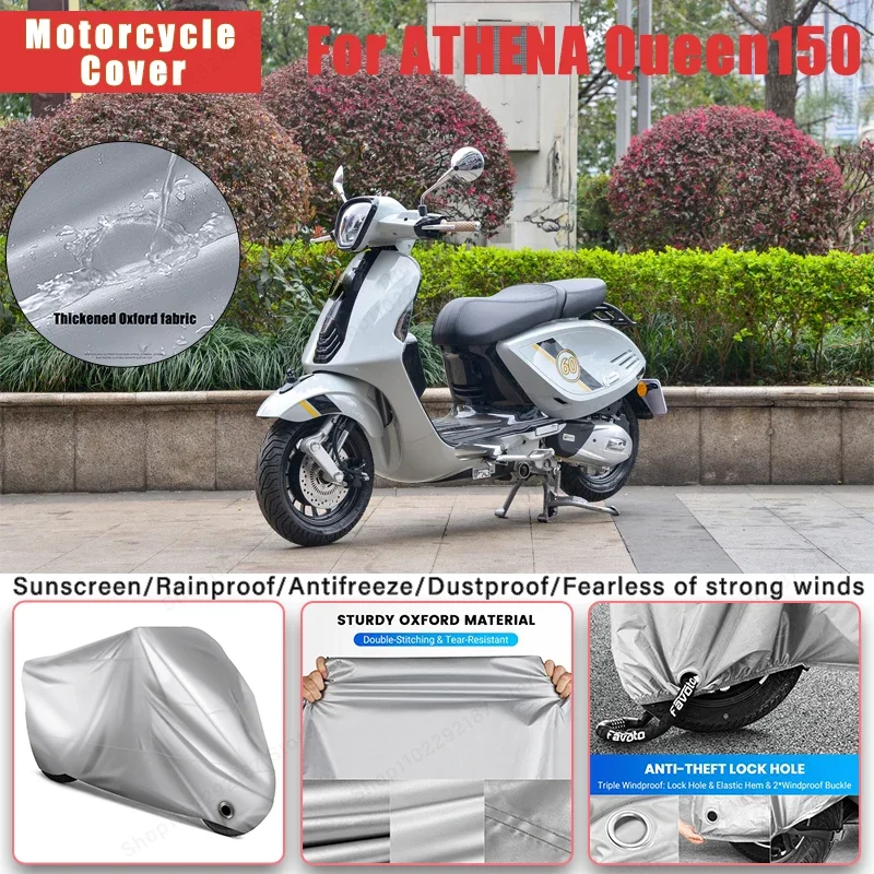 

For ATHENA Queen150 No Ear Motorcycle Cover - Outdoor Full Body Protection, Waterproof Dustproof Heat-Resistant Moto Accessories