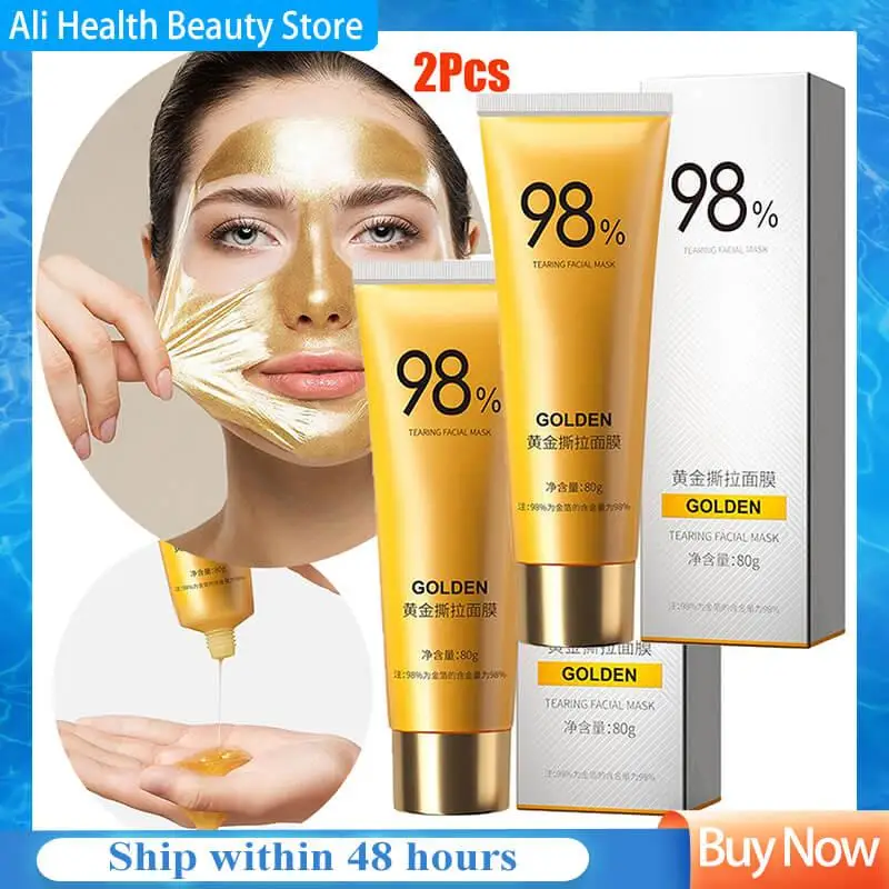 

2pcs Gold Peel Mask Lightens Blackheads Cleanses Pores Tightens Facial Mask Deeply Nose Pores Girl Tightens Cleans Skin Care