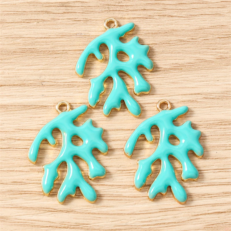 10 Stück 20 x 27 mm niedliche Emaille-Meereslebewesen-Korallen-Charms-Anhänger für die Herstellung von Halsketten, Ohrringen, Armbändern, DIY-Handwerk, Schmuckzubehör – Detail 5