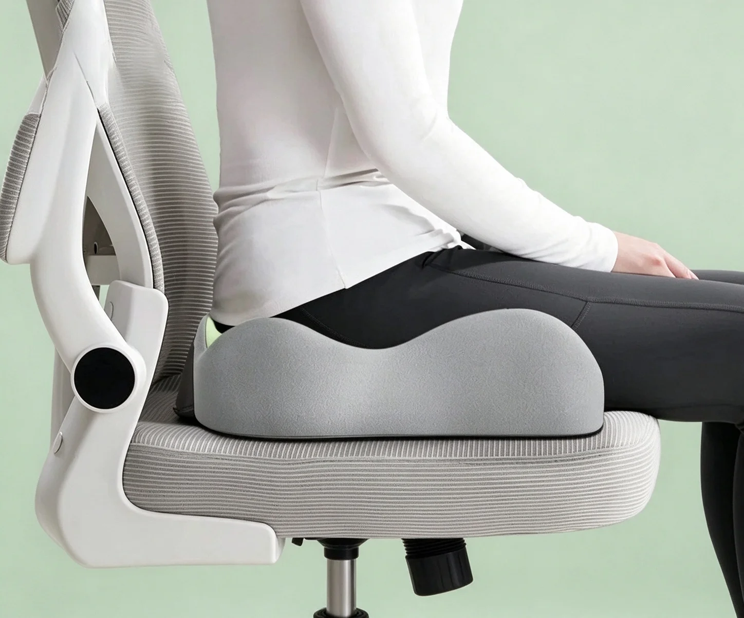 1pc Back and Thigh Support Black Home or Office Seat Cushion