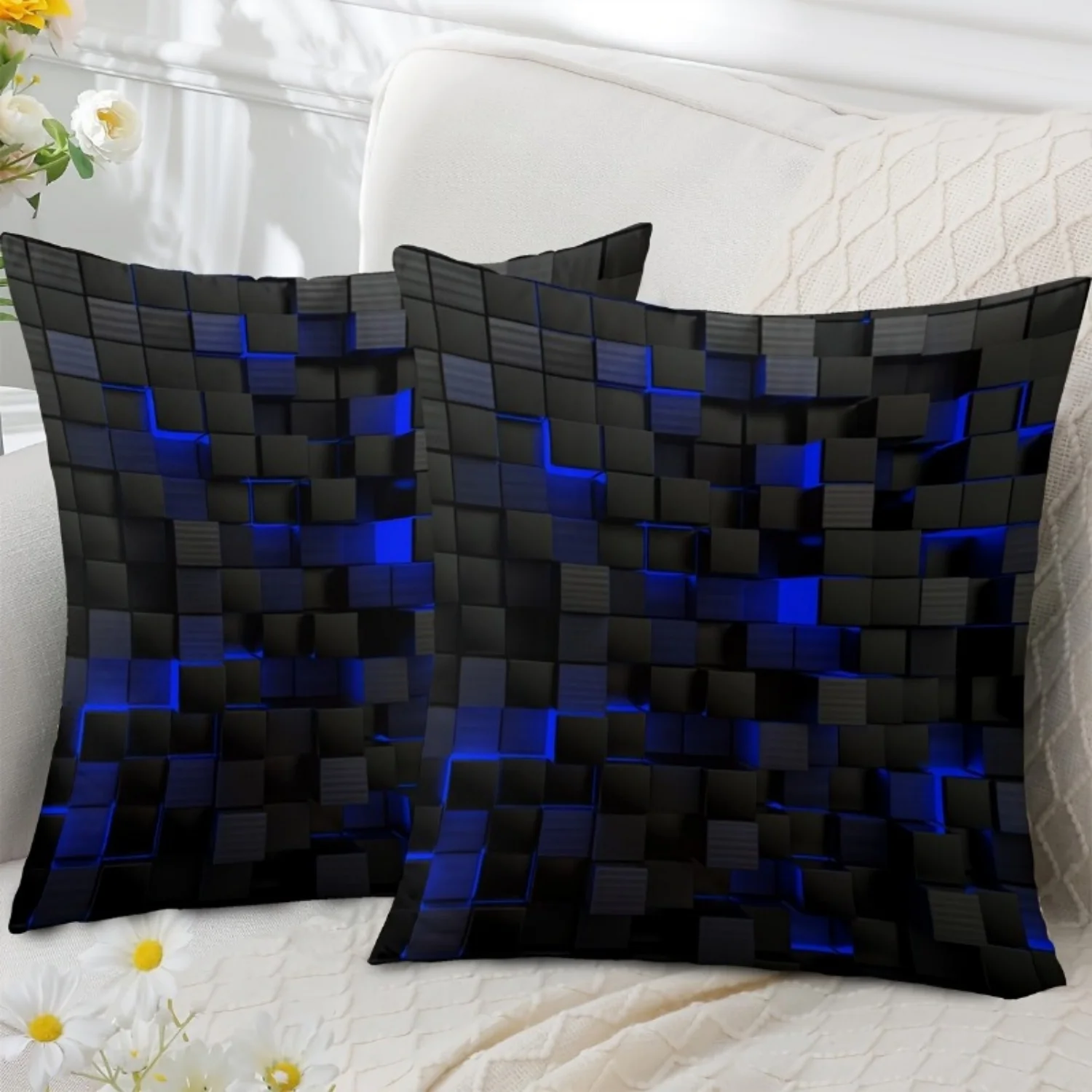 2pcs Effect Geometric Pillowcases home living room sofa bed decorative cushion covers, double-sided printing, no pillow core