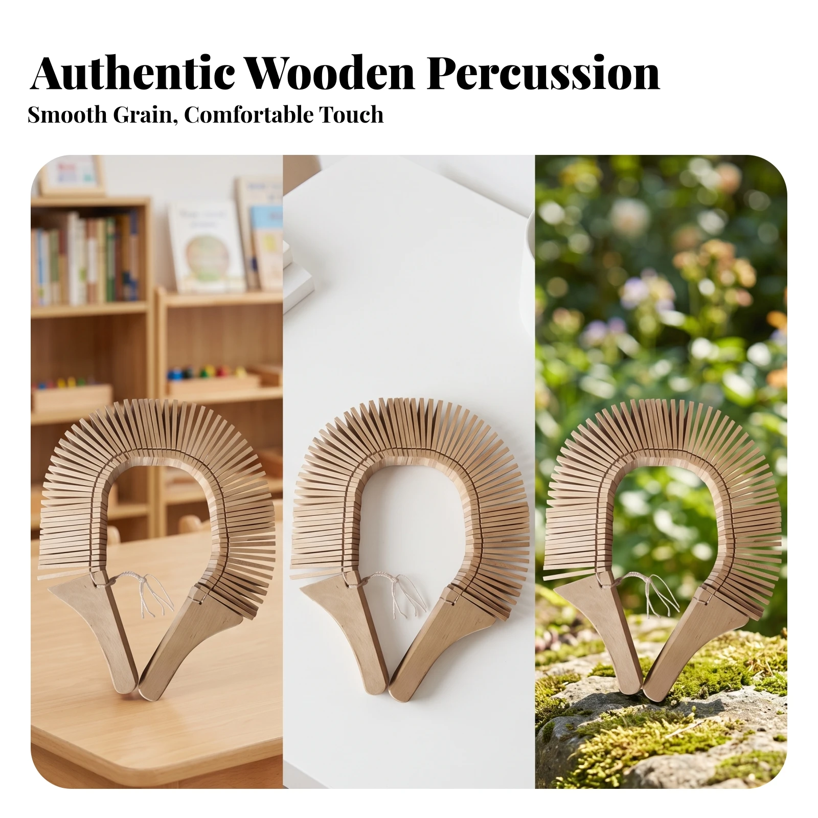 Wooden Snake Instrument Rhythmic Wooden Clacker Natural Wood Lightweight for Children, Classroom, Kindergarten